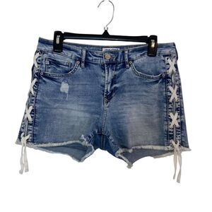 Dear John Distressed Denim Shorts Lace-Up Side Detail Heart‎ of the City Size 28